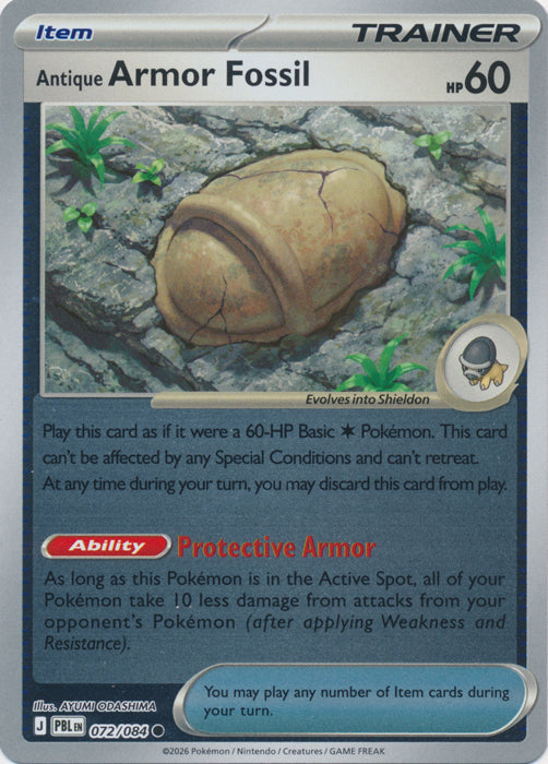Antique Armor Fossil 072/084 (Reverse Holo)