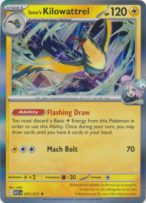 Iono's Kilowattrel 072/217 (Holo)