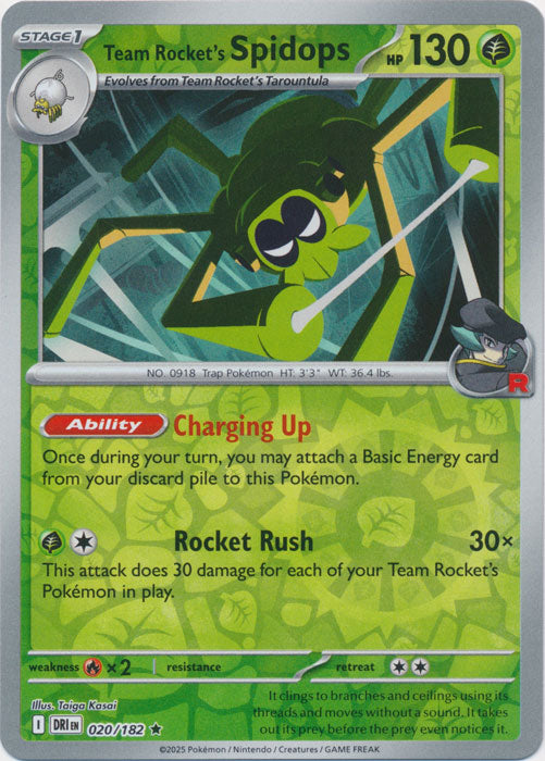 Team Rocket's Spidops 020/182 (Reverse Holo)